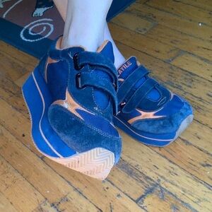 Volatile Blue and Orange Platform Sneakers